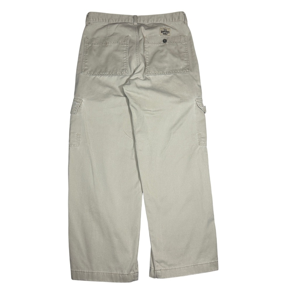 Y2K Lee Dungarees Khaki Cargo Pants Wide Leg Baggy Tan Cotton Twill *30x27